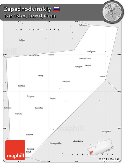 Silver Style Simple Map of Zapadnodvinskiy