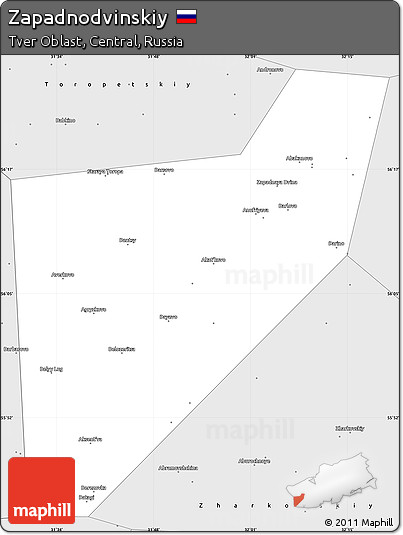 Silver Style Simple Map of Zapadnodvinskiy