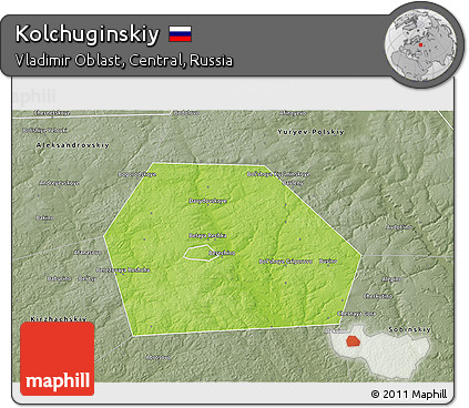 Physical 3D Map of Kolchuginskiy, semi-desaturated