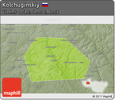 Physical 3D Map of Kolchuginskiy, semi-desaturated