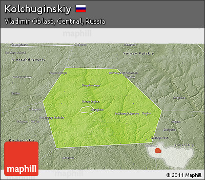 Physical 3D Map of Kolchuginskiy, semi-desaturated