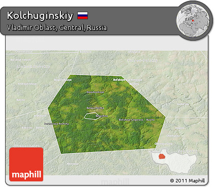 Satellite 3D Map of Kolchuginskiy, lighten