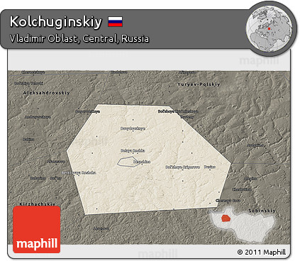 Shaded Relief 3D Map of Kolchuginskiy, darken
