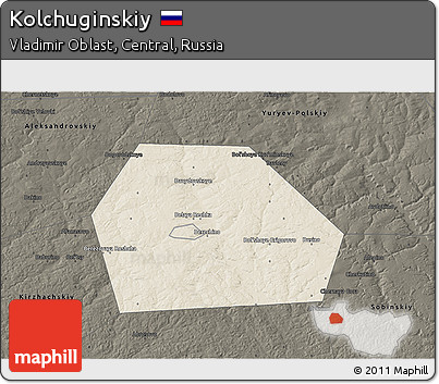 Shaded Relief 3D Map of Kolchuginskiy, darken