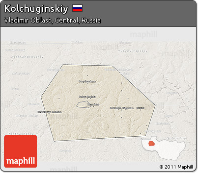 Shaded Relief 3D Map of Kolchuginskiy, lighten