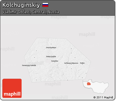 Silver Style 3D Map of Kolchuginskiy, single color outside