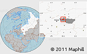 Gray Location Map of Kolchuginskiy, highlighted country, highlighted parent region, hill shading