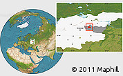 Satellite Location Map of Kolchuginskiy, highlighted parent region, highlighted grandparent region