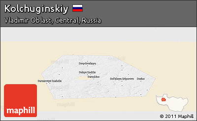 Classic Style Panoramic Map of Kolchuginskiy, single color outside