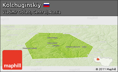Physical Panoramic Map of Kolchuginskiy, lighten