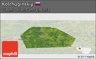 Satellite Panoramic Map of Kolchuginskiy, lighten