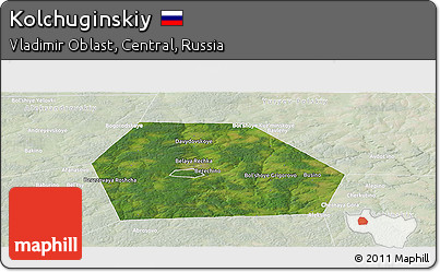 Satellite Panoramic Map of Kolchuginskiy, lighten
