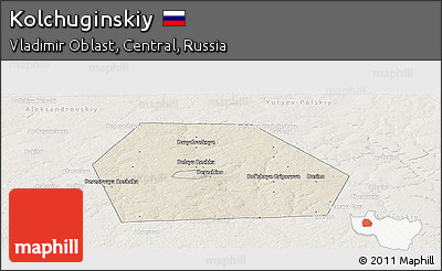 Shaded Relief Panoramic Map of Kolchuginskiy, lighten