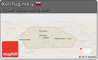 Shaded Relief Panoramic Map of Kolchuginskiy, lighten