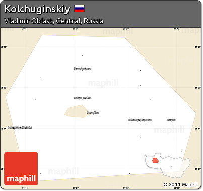 Classic Style Simple Map of Kolchuginskiy, single color outside