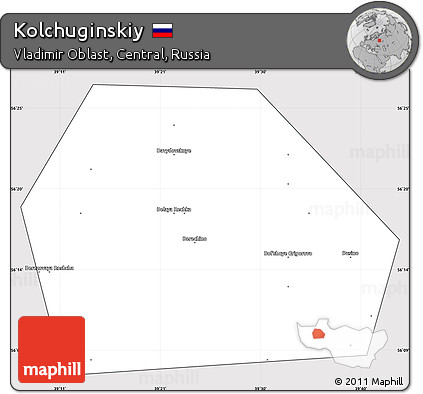 Silver Style Simple Map of Kolchuginskiy, cropped outside