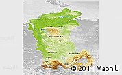 Physical 3D Map of Eastern Siberia, lighten, desaturated