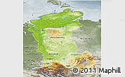 Physical 3D Map of Eastern Siberia, semi-desaturated