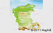 Physical 3D Map of Eastern Siberia, single color outside