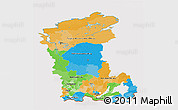 Political 3D Map of Eastern Siberia, cropped outside