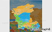 Political 3D Map of Eastern Siberia, darken