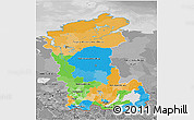 Political 3D Map of Eastern Siberia, desaturated