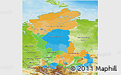 Political 3D Map of Eastern Siberia, physical outside