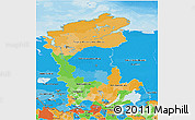 Political 3D Map of Eastern Siberia, political shades outside