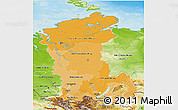 Political Shades 3D Map of Eastern Siberia, physical outside