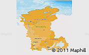 Political Shades 3D Map of Eastern Siberia, single color outside