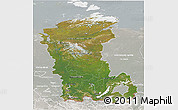 Satellite 3D Map of Eastern Siberia, lighten, semi-desaturated