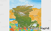 Satellite 3D Map of Eastern Siberia, political outside