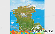 Satellite 3D Map of Eastern Siberia, political shades outside