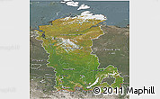 Satellite 3D Map of Eastern Siberia, semi-desaturated
