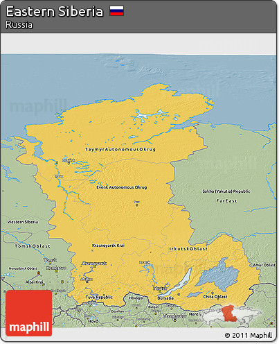 Savanna Style 3D Map of Eastern Siberia