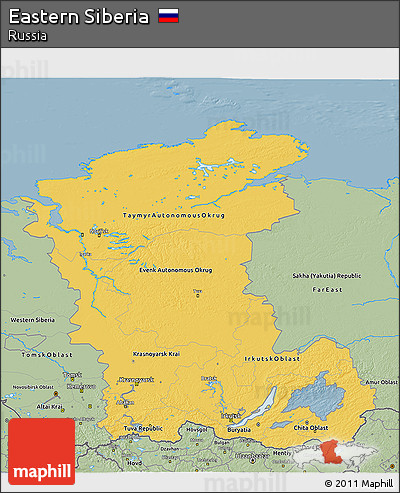 Savanna Style 3D Map of Eastern Siberia