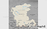 Shaded Relief 3D Map of Eastern Siberia, darken, desaturated