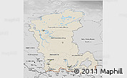 Shaded Relief 3D Map of Eastern Siberia, desaturated