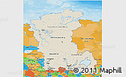 Shaded Relief 3D Map of Eastern Siberia, political outside