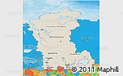 Shaded Relief 3D Map of Eastern Siberia, political shades outside