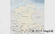 Shaded Relief 3D Map of Eastern Siberia, semi-desaturated