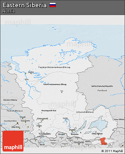 Silver Style 3D Map of Eastern Siberia