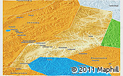 Physical Panoramic Map of Karymskiy, political outside