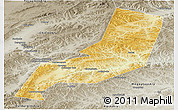 Physical Panoramic Map of Karymskiy, semi-desaturated