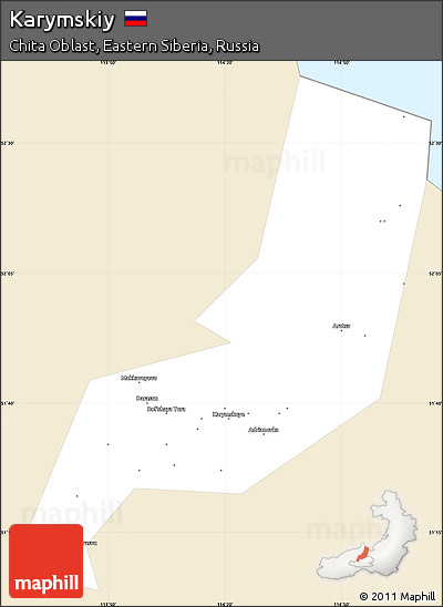Classic Style Simple Map of Karymskiy, single color outside
