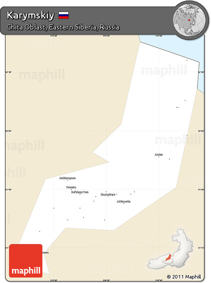 Classic Style Simple Map of Karymskiy, single color outside