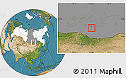 Satellite Location Map of Petrovsk-Zabaykalsky, highlighted country, highlighted grandparent region
