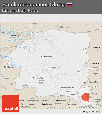 Classic Style 3D Map of Evenk Autonomous Okrug