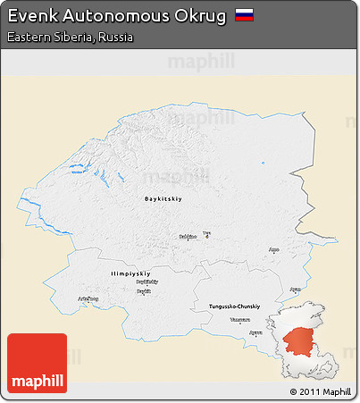 Classic Style 3D Map of Evenk Autonomous Okrug, single color outside