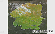 Satellite 3D Map of Evenk Autonomous Okrug, darken, semi-desaturated